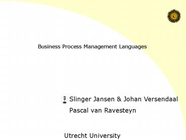 Business Process Management Languages
