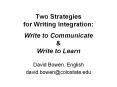 Two Strategies for Writing Integration:  Write to Communicate PowerPoint PPT Presentation