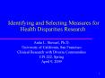 Identifying and Selecting Measures for Health Disparities Research PowerPoint PPT Presentation