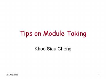 Tips on Module Taking