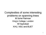 Complexities of some interesting problems on spanning trees