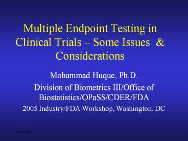 Multiple Endpoint Testing in Clinical Trials 