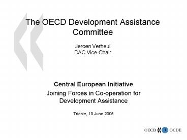 The OECD Development Assistance Committee Jeroen Verheul DAC ViceChair