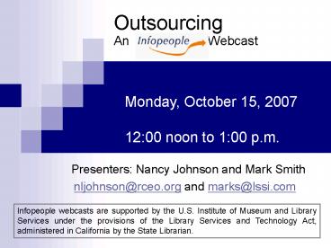 Outsourcing An Webcast