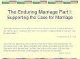 The Enduring Marriage Part I: Supporting the Case for Marriage PowerPoint PPT Presentation