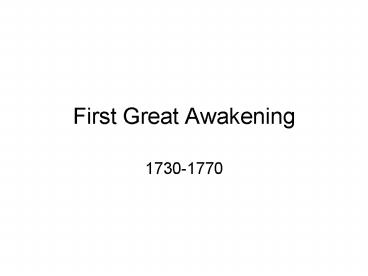 First Great Awakening