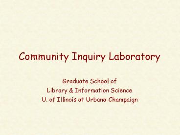 Community Inquiry Laboratory