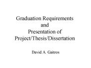 Graduation Requirements and Presentation of Project/Thesis/Dissertation
