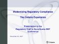 Modernizing Regulatory Compliance The Ontario Experience PowerPoint PPT Presentation