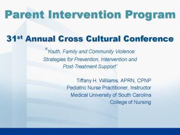Parent Intervention Program