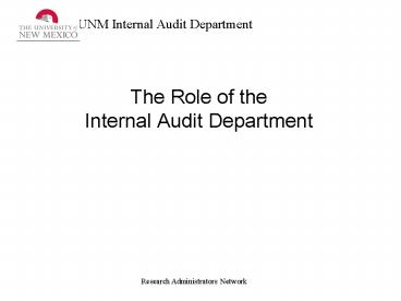 The Role of the Internal Audit Department