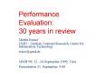 Performance Evaluation: 30 years in review PowerPoint PPT Presentation