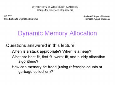 Dynamic Memory Allocation presentation | free to download