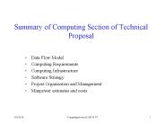 Summary of Computing Section of Technical Proposal