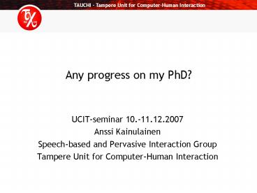 Any progress on my PhD