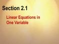 Linear Equations in One Variable PowerPoint PPT Presentation