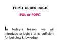 FIRST-ORDER LOGIC PowerPoint PPT Presentation