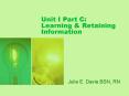 Unit I Part C: Learning PowerPoint PPT Presentation