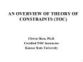 AN OVERVIEW OF THEORY OF CONSTRAINTS TOC PowerPoint PPT Presentation