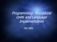 Programming: Procedural Units and Language Implementation PowerPoint PPT Presentation