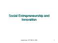 Social Entrepreneurship and Innovation PowerPoint PPT Presentation