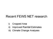 Recent FEWS NET research