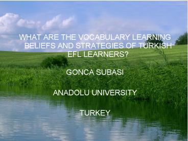 WHAT ARE THE VOCABULARY LEARNING BELIEFS AND STRATEGIES OF TURKISH EFL LEARNERS