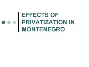 EFFECTS OF PRIVATIZATION IN MONTENEGRO