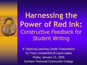 Harnessing the Power of Red Ink: Constructive Feedback for Student Writing