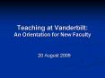 Teaching at Vanderbilt: An Orientation for New Faculty PowerPoint PPT Presentation