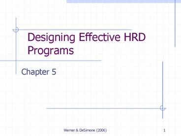 Designing Effective HRD Programs