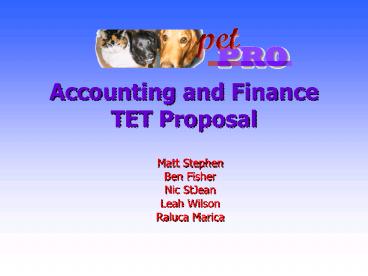 Accounting and Finance TET Proposal