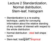 Lecture 2 Standardization, Normal distribution, Stem-leaf, histogram