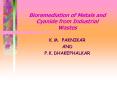 Bioremediation of Metals and Cyanide from Industrial Wastes PowerPoint PPT Presentation