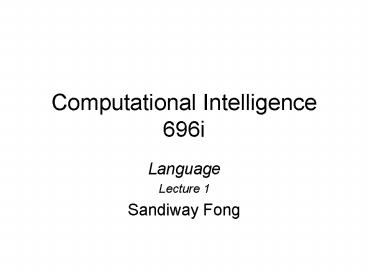 Computational Intelligence 696i
