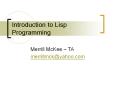 Introduction to Lisp Programming PowerPoint PPT Presentation
