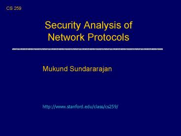 PPT – Security Analysis of Network Protocols PowerPoint presentation ...