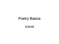 Poetry Basics PowerPoint PPT Presentation