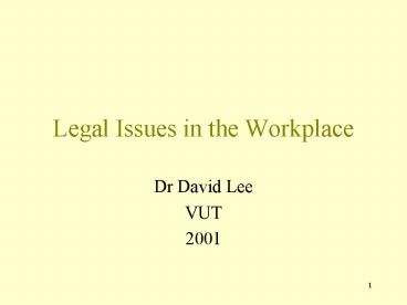 Legal Issues in the Workplace