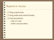 Reports in Access