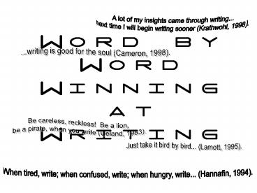 Word by Word Winning at Writing