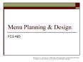 Menu Planning PowerPoint PPT Presentation