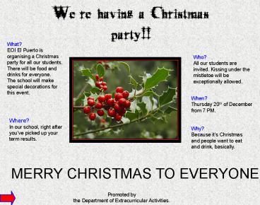 Were having a Christmas party