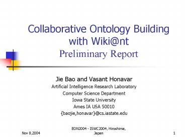 Collaborative Ontology Building with Wikint Preliminary Report