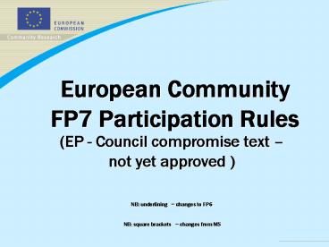 European Community FP7 Participation Rules