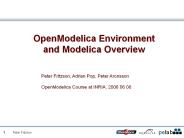 OpenModelica Environment and Modelica Overview