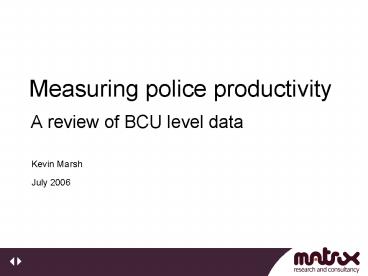 Measuring police productivity