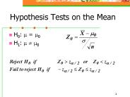 Hypothesis Tests on the Mean
