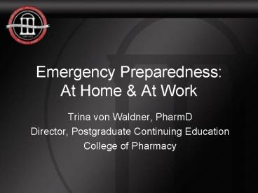 Emergency Preparedness: At Home