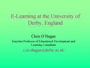 E-Learning at the University of Derby, England